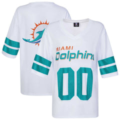 Miami Dolphins Cuce Women's Rhinestone V-Neck Tunic White - NFL