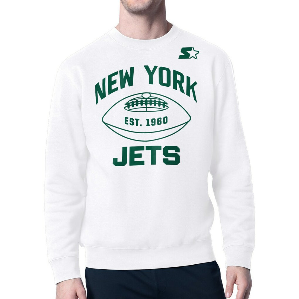 New York Jets Starter Green and White Forever Fleece Sweatshirt White - NFL