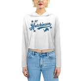Aidan Hutchinson Detroit Lions Majestic Threads Women's Glitter Wordmark Hoodie White - NFL
