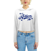Josh Allen Buffalo Bills Majestic Threads Women's Glitter Wordmark Hoodie White - NFL