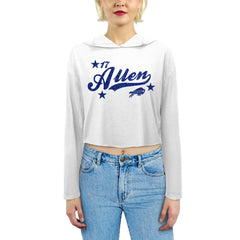Josh Allen Buffalo Bills Majestic Threads Women's Glitter Wordmark Hoodie White - NFL