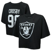 Maxx Crosby Las Vegas Raiders Majestic Threads Women's Swarovski Crystals Boxy Cropped Name & Number T-Shirt Black - NFL