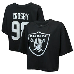 Maxx Crosby Las Vegas Raiders Majestic Threads Women's Swarovski Crystals Boxy Cropped Name & Number T-Shirt Black - NFL