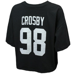 Maxx Crosby Las Vegas Raiders Majestic Threads Women's Swarovski Crystals Boxy Cropped Name & Number T-Shirt Black - NFL
