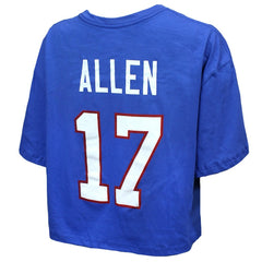 Josh Allen Buffalo Bills Majestic Threads Women's Swarovski Crystals Boxy Cropped Name & Number T-Shirt Royal - NFL