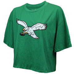 Saquon Barkley Philadelphia Eagles Majestic Threads Women's Swarovski Crystals Boxy Cropped Name & Number T-Shirt Kelly Green - NFL