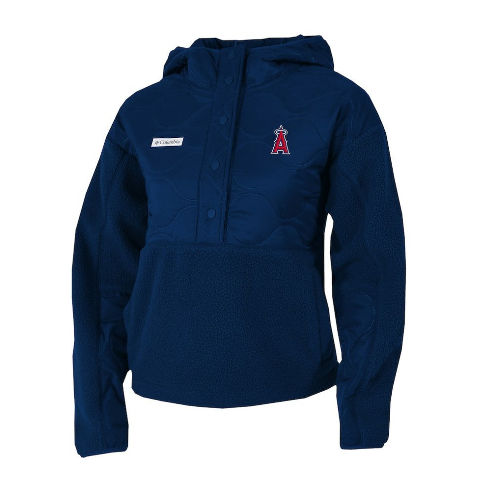 Los Angeles Angels Columbia Women's Cloud Point Hooded Fleece Half-Snap Pullover Jacket for sale