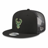 New Era - Milwaukee Bucks Core Logo Meshback 9FIFTY Snapback Hat - Black