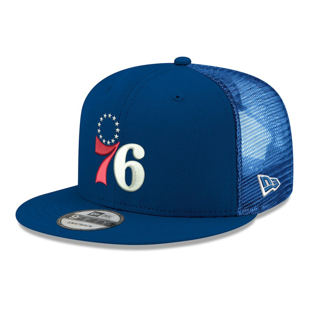 New Era - Philadelphia 76ers Core Logo Meshback 9FIFTY Snapback Hat - Royal