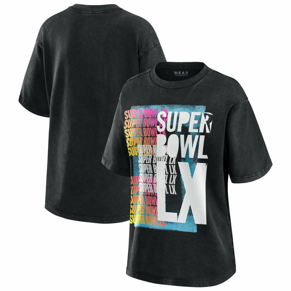 Super Bowl LX WEAR by Erin Andrews Women's Vintage Boyfriend T-Shirt Black - NFL