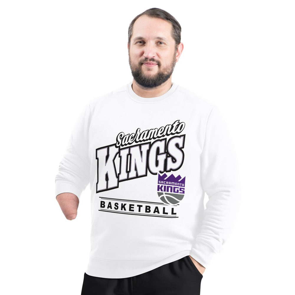 NBA - Sacramento Kings G-III Sports by Carl Banks Adaptive Headliner Fleece Crewneck Sweatshirt - White