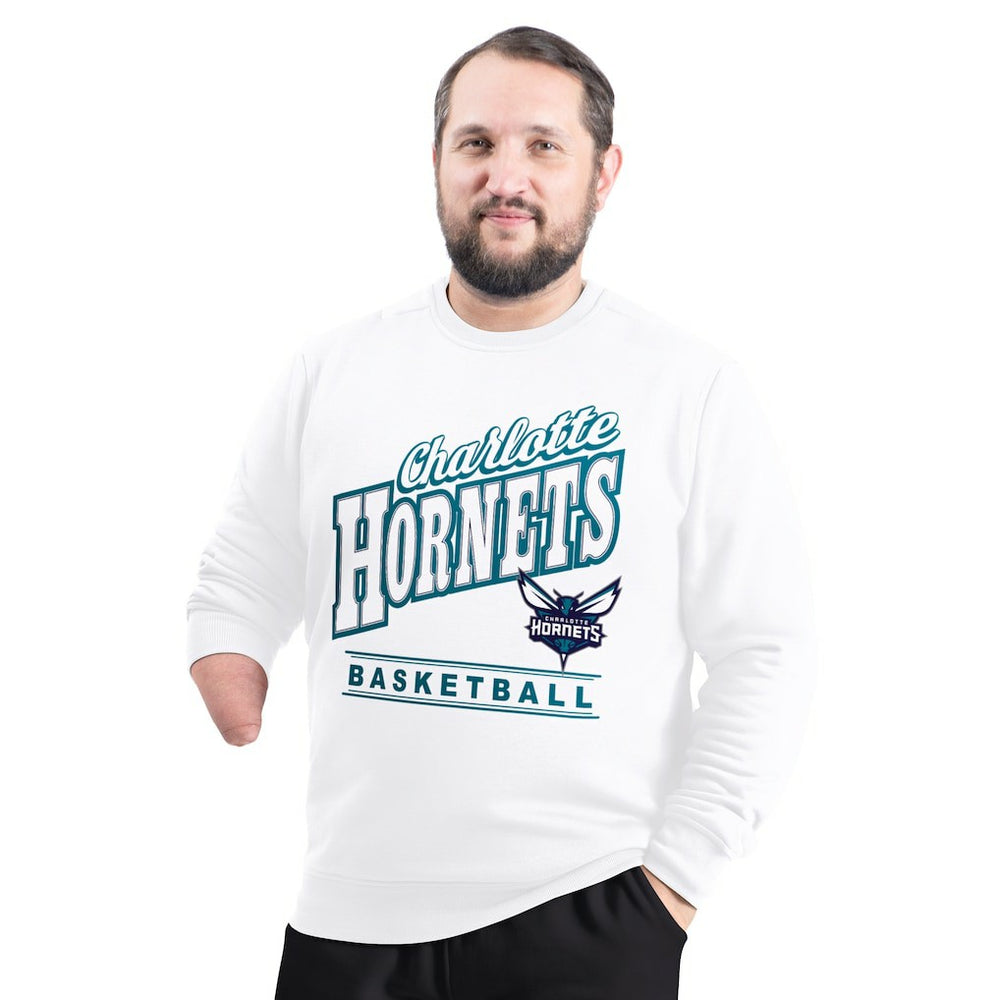 NBA - Charlotte Hornets G-III Sports by Carl Banks Adaptive Headliner Fleece Crewneck Sweatshirt - White