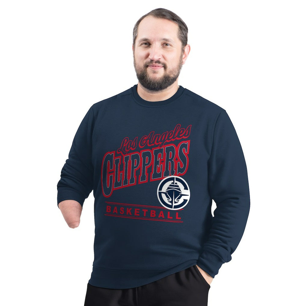 NBA - LA Clippers G-III Sports by Carl Banks Adaptive Headliner Fleece Crewneck Sweatshirt - Navy