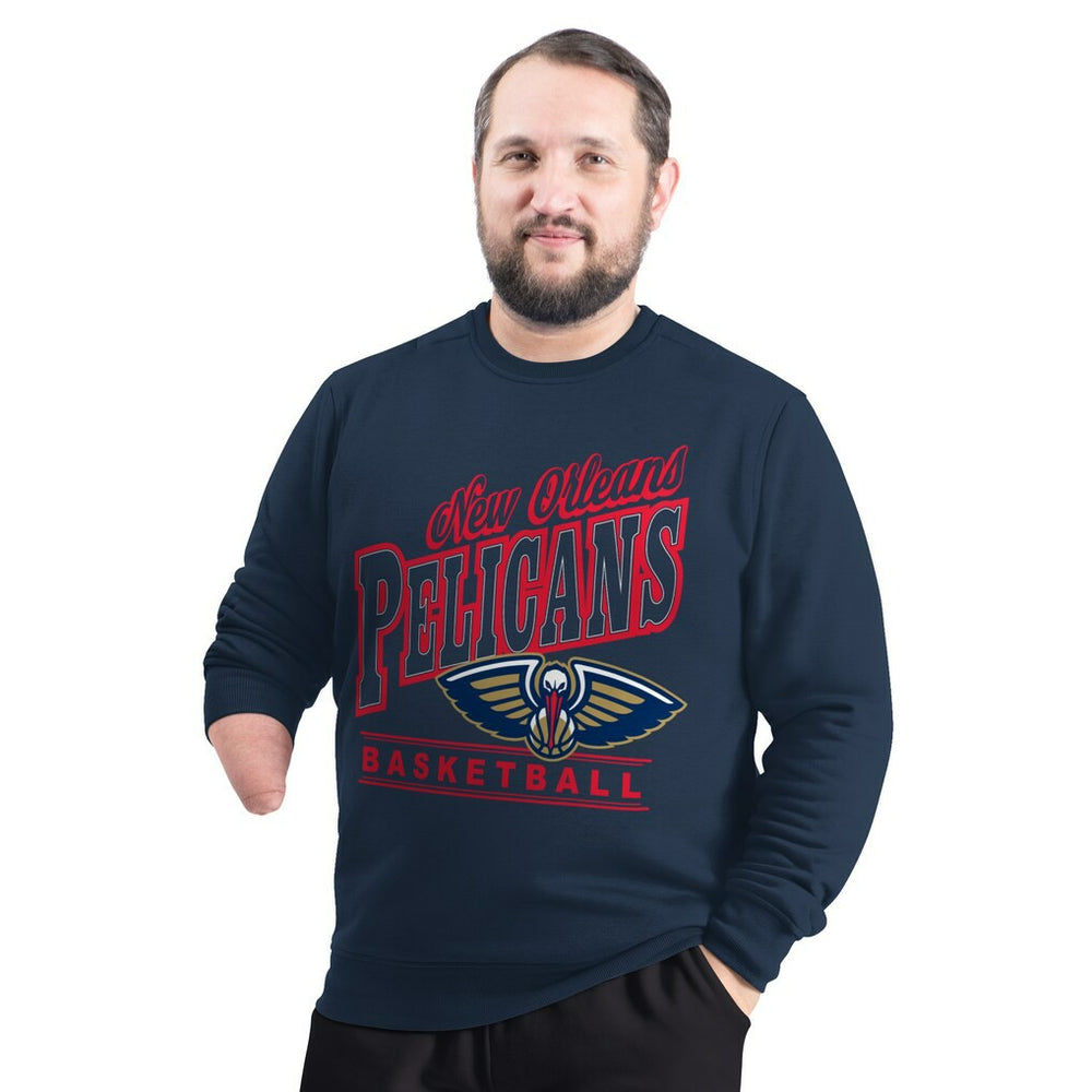NBA - New Orleans Pelicans G-III Sports by Carl Banks Adaptive Headliner Fleece Crewneck Sweatshirt - Navy