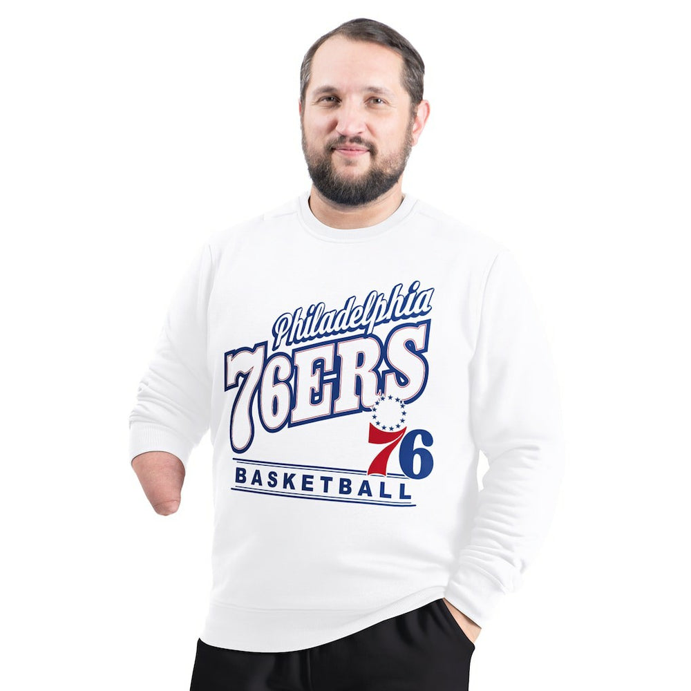 NBA - Philadelphia 76ers G-III Sports by Carl Banks Adaptive Headliner Fleece Crewneck Sweatshirt - White