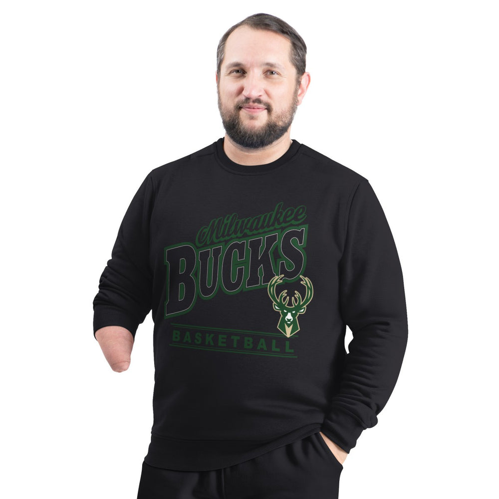 NBA - Milwaukee Bucks G-III Sports by Carl Banks Adaptive Headliner Fleece Crewneck Sweatshirt - Black