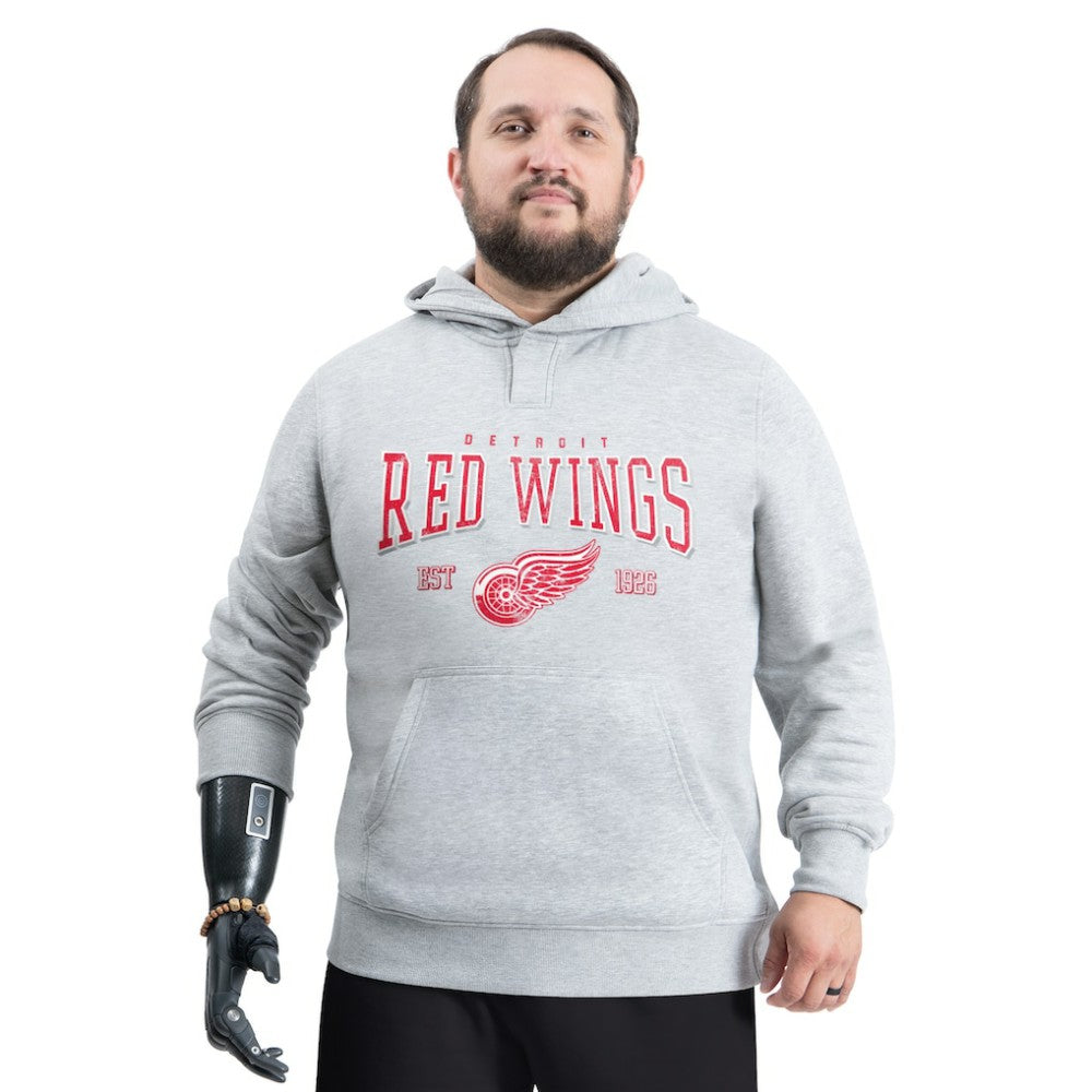 Detroit Red Wings - G-III Sports by Carl Banks Adaptive Classic Team Spirit Fleece Hoodie Gray