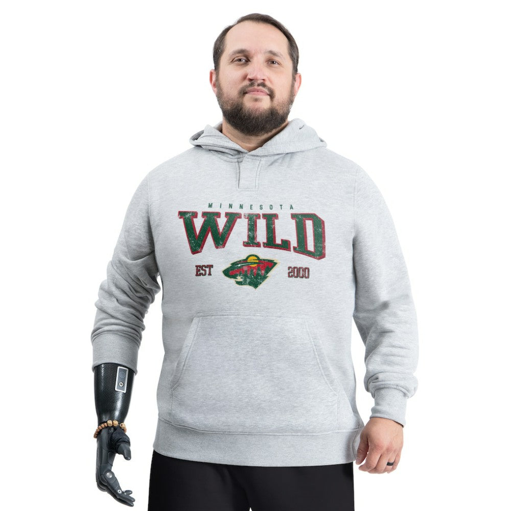 Minnesota Wild - G-III Sports by Carl Banks Adaptive Classic Team Spirit Fleece Hoodie Gray