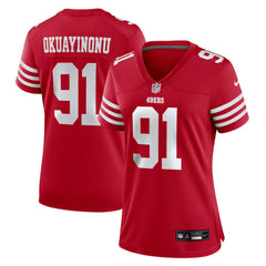 Sam Okuayinonu San Francisco 49ers Women's Team Game Jersey Scarlet - Nike