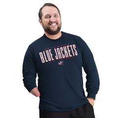 Columbus Blue Jackets - G-III Sports by Carl Banks Adaptive Mesh Effect Long Sleeve T-Shirt Navy