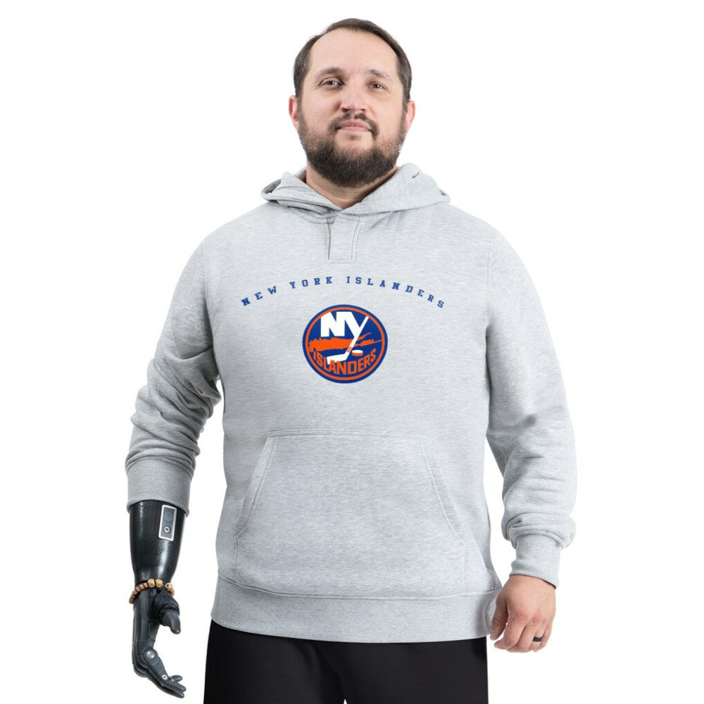 New York Islanders - G-III Sports by Carl Banks Adaptive Classic Team Arc Fleece Hoodie Gray