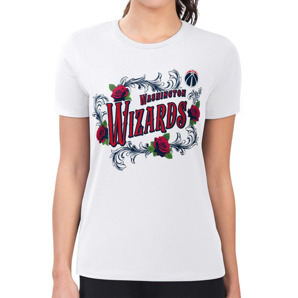 NBA - Washington Wizards G-III 4Her by Carl Banks Women's Super-Slim Fit Lightweight Roses Crew Neck T-Shirt - White