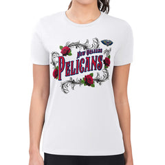 NBA - New Orleans Pelicans G-III 4Her by Carl Banks Women's Super-Slim Fit Lightweight Roses Crew Neck T-Shirt - White