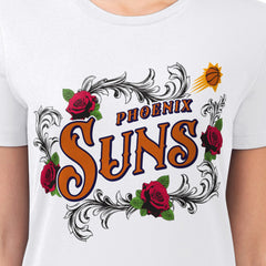 NBA - Phoenix Suns G-III 4Her by Carl Banks Women's Super-Slim Fit Lightweight Roses Crew Neck T-Shirt - White