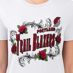 NBA - Portland Trail Blazers G-III 4Her by Carl Banks Women's Super-Slim Fit Lightweight Roses Crew Neck T-Shirt - White
