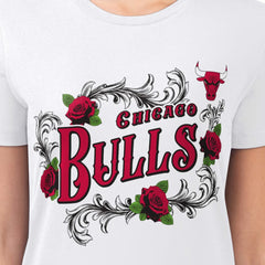 NBA - Chicago Bulls G-III 4Her by Carl Banks Women's Super-Slim Fit Lightweight Roses Crew Neck T-Shirt - White
