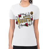 NBA - Denver Nuggets G-III 4Her by Carl Banks Women's Super-Slim Fit Lightweight Roses Crew Neck T-Shirt - White