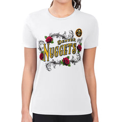 NBA - Denver Nuggets G-III 4Her by Carl Banks Women's Super-Slim Fit Lightweight Roses Crew Neck T-Shirt - White