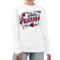 NBA - New Orleans Pelicans G-III 4Her by Carl Banks Women's Roses Fleece Tri-Blend Sweatshirt - White