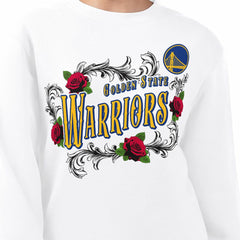 NBA - Golden State Warriors G-III 4Her by Carl Banks Women's Roses Fleece Tri-Blend Sweatshirt - White