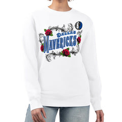 NBA - Dallas Mavericks G-III 4Her by Carl Banks Women's Roses Fleece Tri-Blend Sweatshirt - White