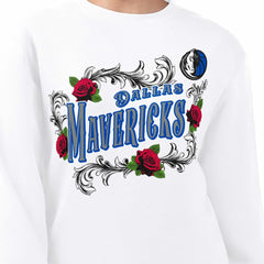 NBA - Dallas Mavericks G-III 4Her by Carl Banks Women's Roses Fleece Tri-Blend Sweatshirt - White