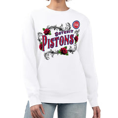 NBA - Detroit Pistons G-III 4Her by Carl Banks Women's Roses Fleece Tri-Blend Sweatshirt - White
