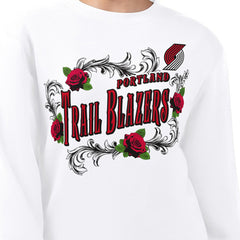 NBA - Portland Trail Blazers G-III 4Her by Carl Banks Women's Roses Fleece Tri-Blend Sweatshirt - White