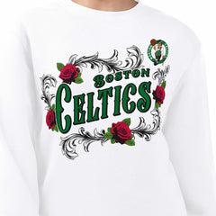 NBA - Boston Celtics G-III 4Her by Carl Banks Women's Roses Fleece Tri-Blend Sweatshirt - White