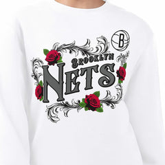 NBA - Brooklyn Nets G-III 4Her by Carl Banks Women's Roses Fleece Tri-Blend Sweatshirt - White
