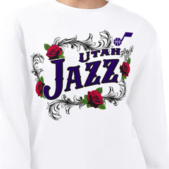 NBA - Utah Jazz G-III 4Her by Carl Banks Women's Roses Fleece Tri-Blend Sweatshirt - White