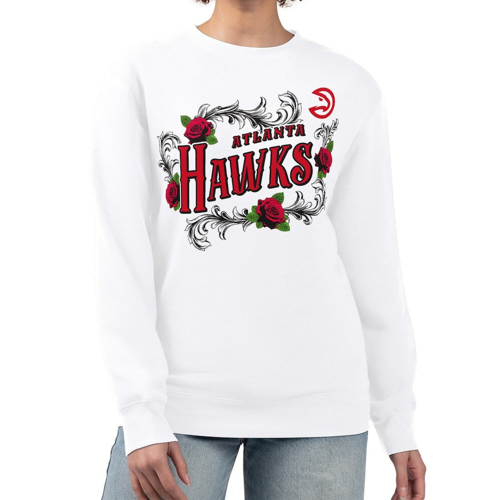 NBA - Atlanta Hawks G-III 4Her by Carl Banks Women's Roses Fleece Tri-Blend Sweatshirt - White