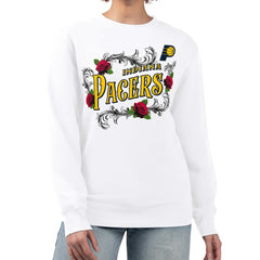 NBA - Indiana Pacers G-III 4Her by Carl Banks Women's Roses Fleece Tri-Blend Sweatshirt - White