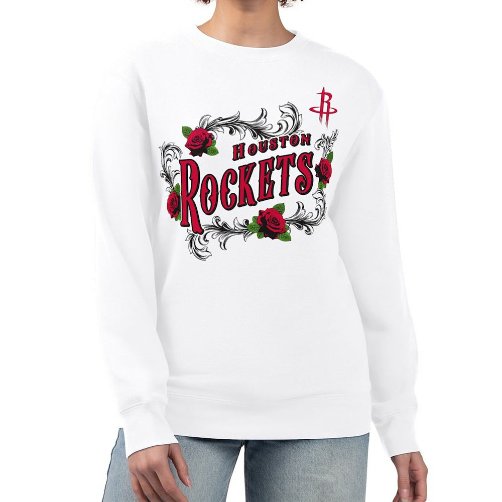 NBA - Houston Rockets G-III 4Her by Carl Banks Women's Roses Fleece Tri-Blend Sweatshirt - White