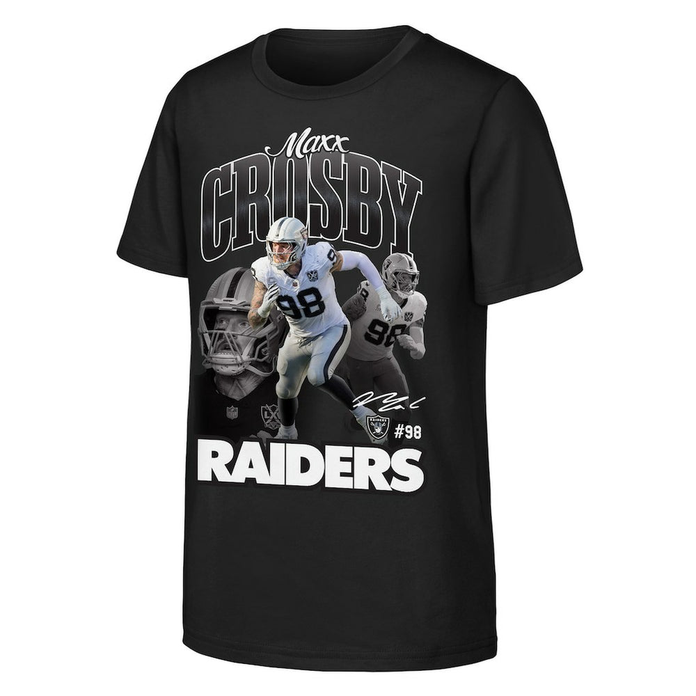 Maxx Crosby Las Vegas Raiders Outerstuff Youth Triple Pic T-Shirt Black - NFL
