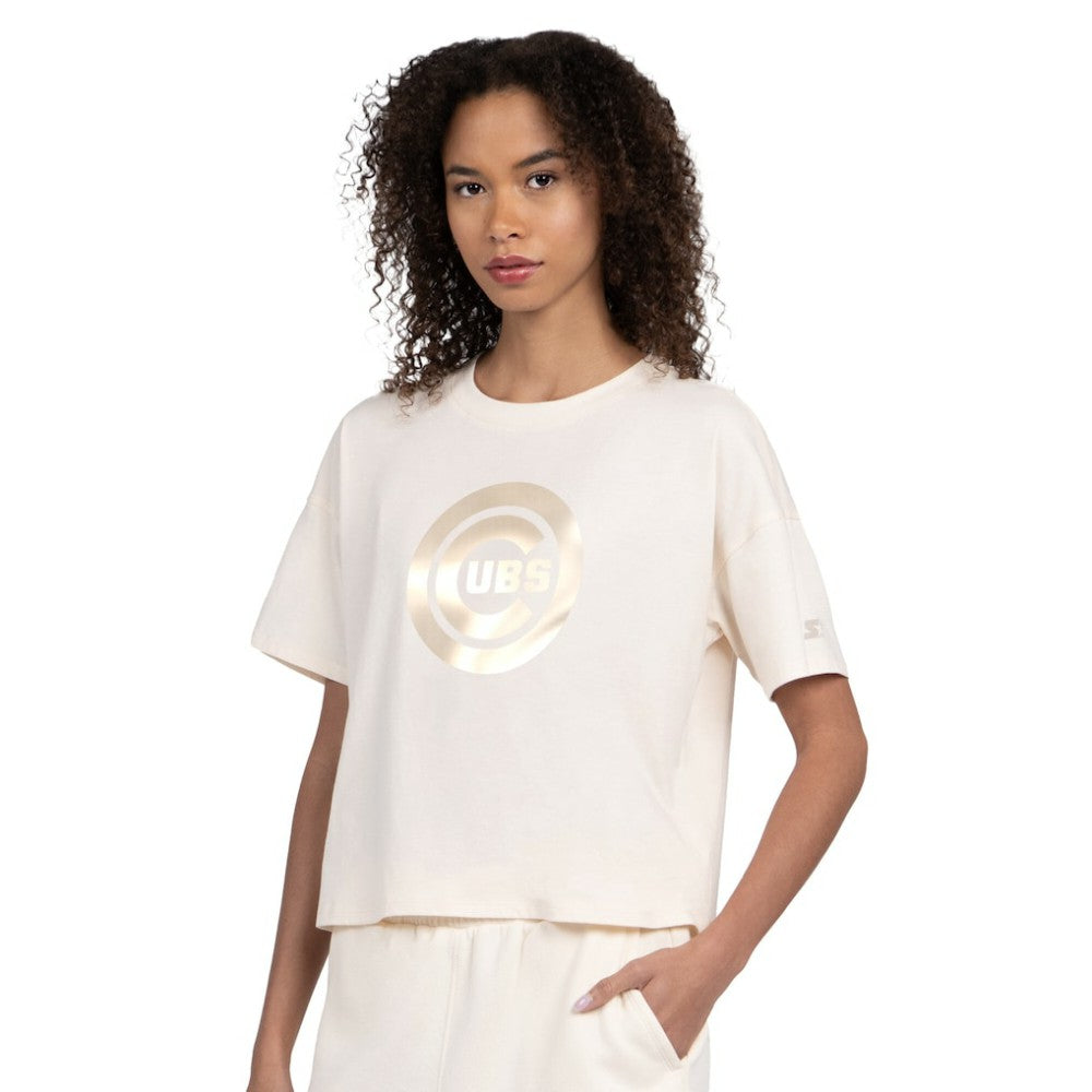 Chicago Cubs Starter Women's Pastels Boxy Cropped T-Shirt Clearance