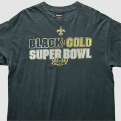 New Orleans Saints Reebok 2009 T-Shirt Black Vintage - Fanatics