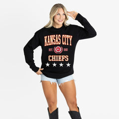 Kansas City Chiefs Gameday Couture Women's Oversized Everyday Star Long Sleeve T-Shirt Black - NFL