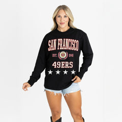 San Francisco 49ers Gameday Couture Women's Oversized Everyday Star Long Sleeve T-Shirt Black - NFL