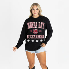 Tampa Bay Buccaneers Gameday Couture Women's Oversized Everyday Star Long Sleeve T-Shirt Black - NFL